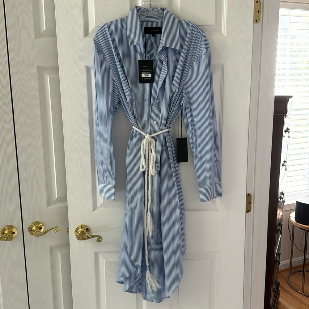 11 Honoré blue/white striped shirt dress